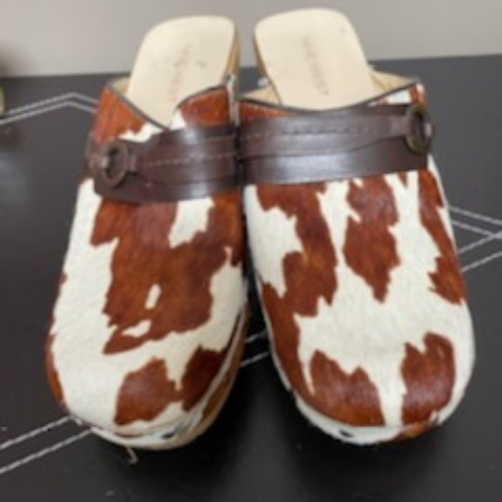 Nine West pony hair slip on clogs